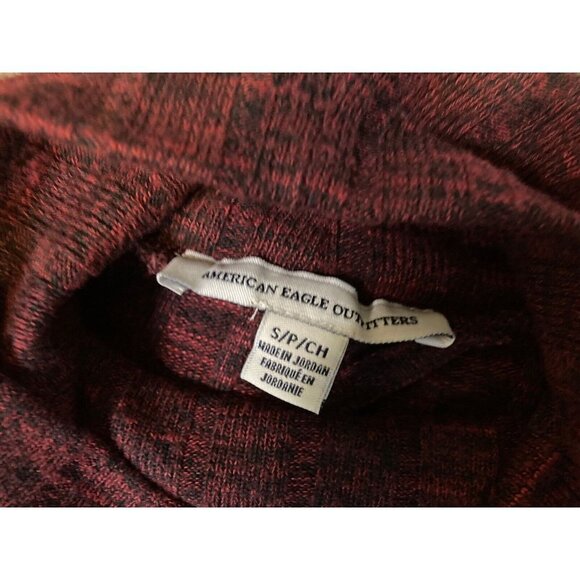 American Eagle Ribbed Mock Neck Dress Heather Burgundy Keyhole Back Size S/P - Picture 2 of 9
